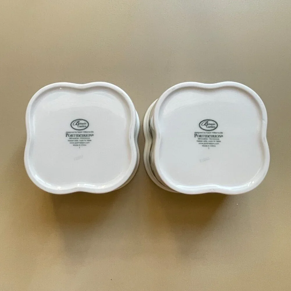 New Portmeirion Botanic Garden Set of 2 Ramekin Dishes Scallop Daisy Mini Bowl